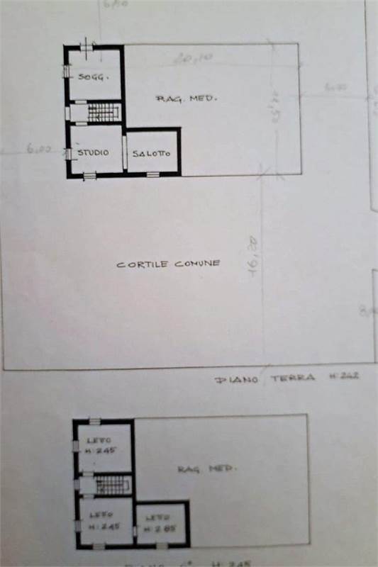 PLANI PIANO TERRA PIANO PRIMO 1605